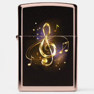 Gold Treble Clef Music Zippo Lighter