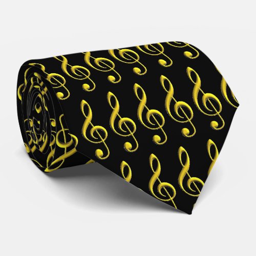 Gold Treble Clef Neck Tie