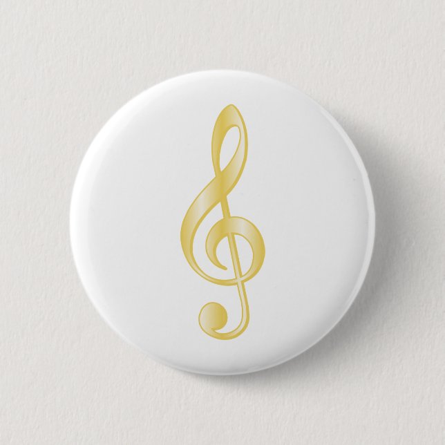 "Gold" Treble Clef Pinback Button (Front)
