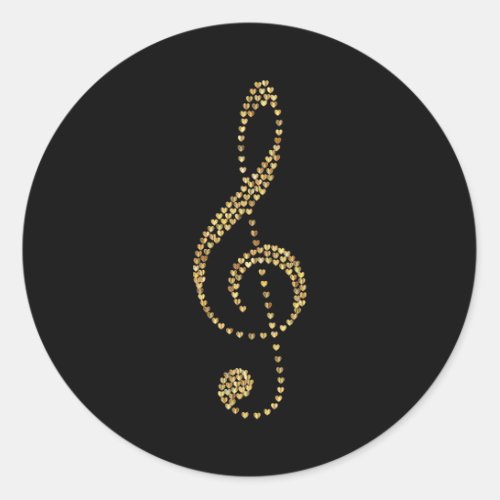 Gold treble clef prismatic classic round sticker