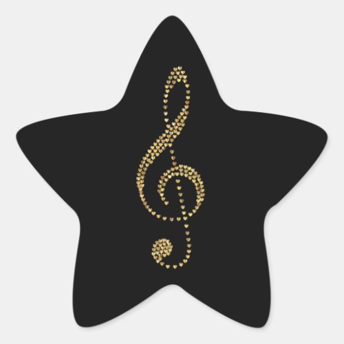Gold treble clef prismatic star sticker