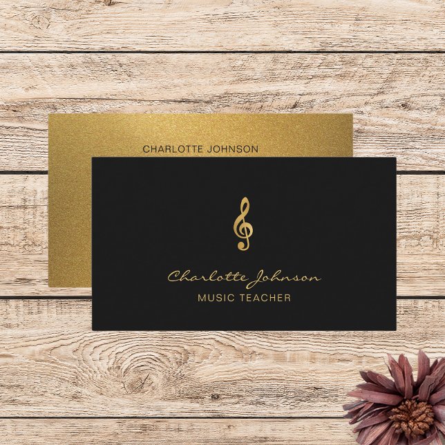 Gold Treble Clef Professional Music Teacher Business Card (Creator Uploaded)