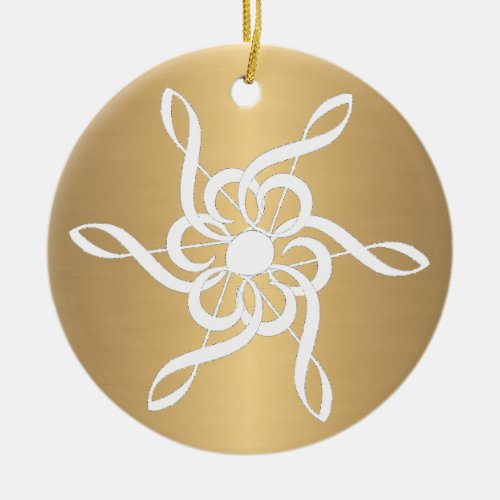 Gold Treble Clef Snowflake Musical Ornament