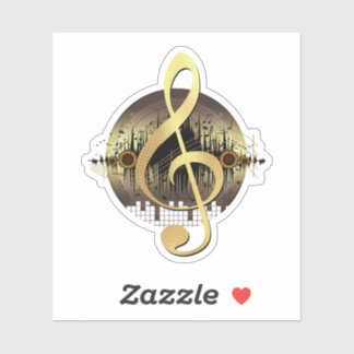 Gold Treble Clef Vinyl Record Music Lover Sticker