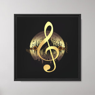 Gold Treble Clef Vinyl Record Music Wall Art