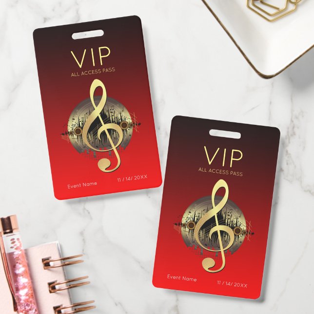 Gold Treble Clef VIP All Access Bold Gradient Badge (Office)