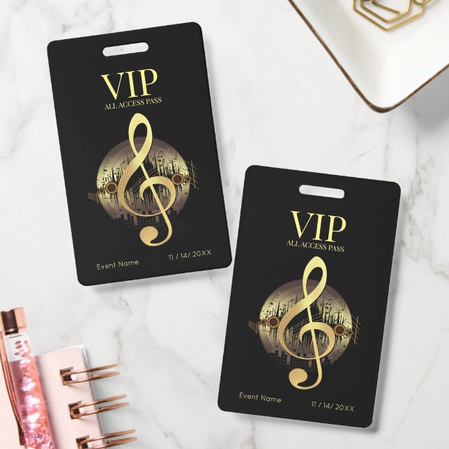 Gold Treble Clef VIP All Access Bold Minimal Badge (Office)