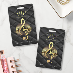 Gold Treble Clef VIP All Access Luxury Diamond Badge