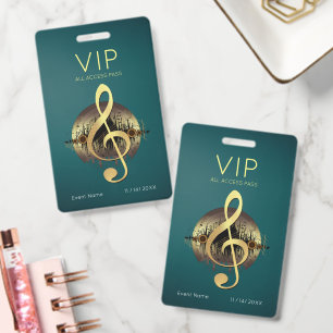 Gold Treble Clef VIP All Access Modern Music Event Badge