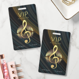 Gold Treble Clef VIP All Access Vibrant Streak Badge