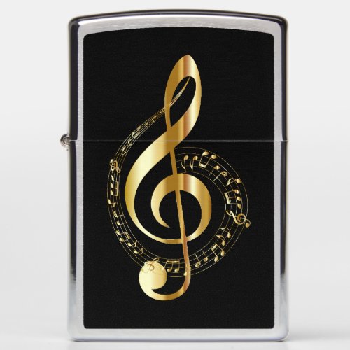 Gold Treble Clef Zippo Lighter