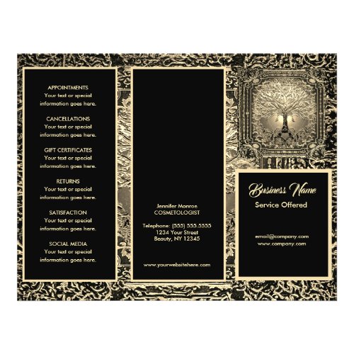 Gold Tree and Black  Menu  Pricing Flyer