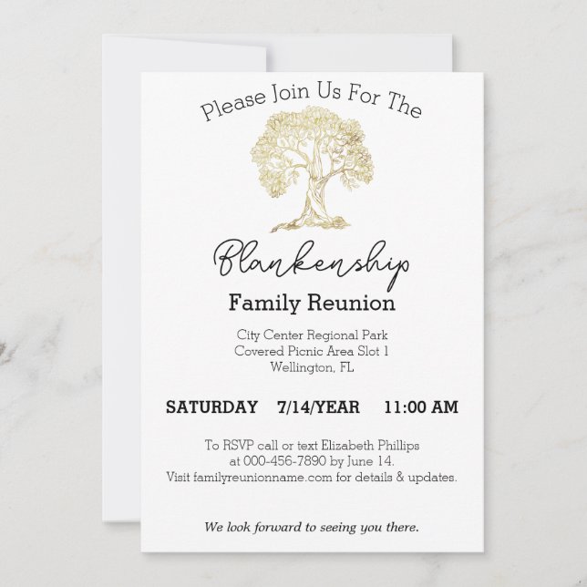 Gold Tree Artwork Family Reunion Template (Front)