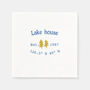 Gold tree blue lake house add coordinate year fami napkins
