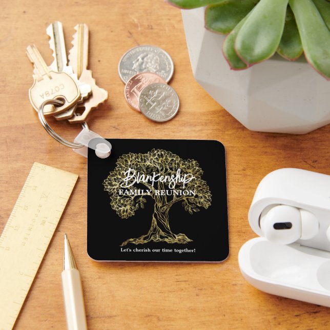 Gold Tree Family Reunion Party Essential Keychain (Desk)