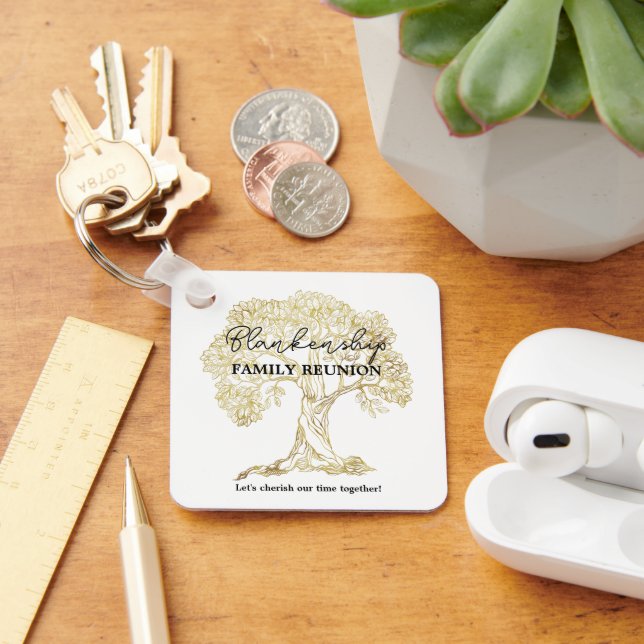 Gold Tree Family Reunion Party Essential Keychain (Desk)