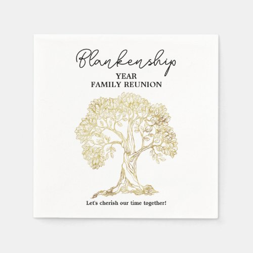 Gold Tree Family Reunion Party Essential Napkins