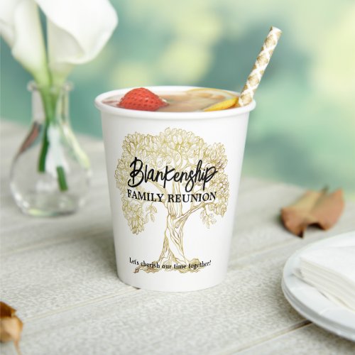 Gold Tree Family Reunion Party Essential Paper Cups