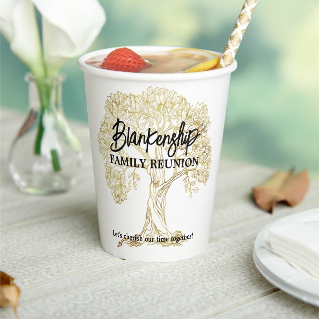 Gold Tree Family Reunion Party Essential Paper Cups (Insitu)