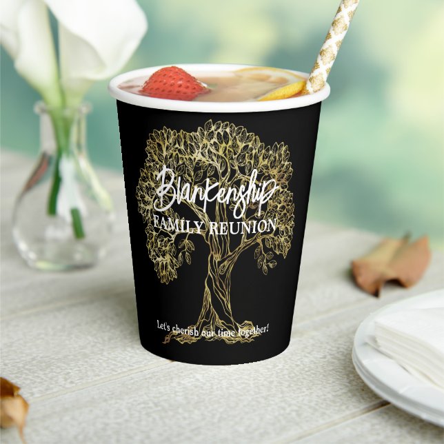 Gold Tree Family Reunion Party Essential Paper Cups (Insitu)