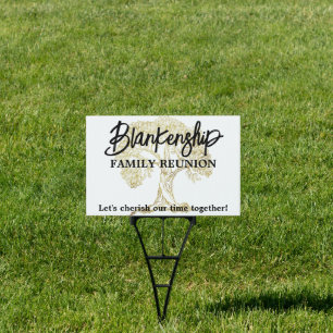Gold Tree Family Reunion Party Essential Sign