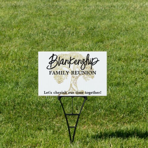 Gold Tree Family Reunion Party Essential Sign