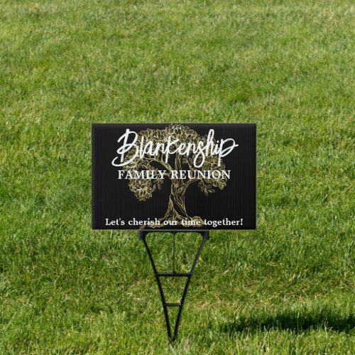 Gold Tree Family Reunion Party Essential Sign