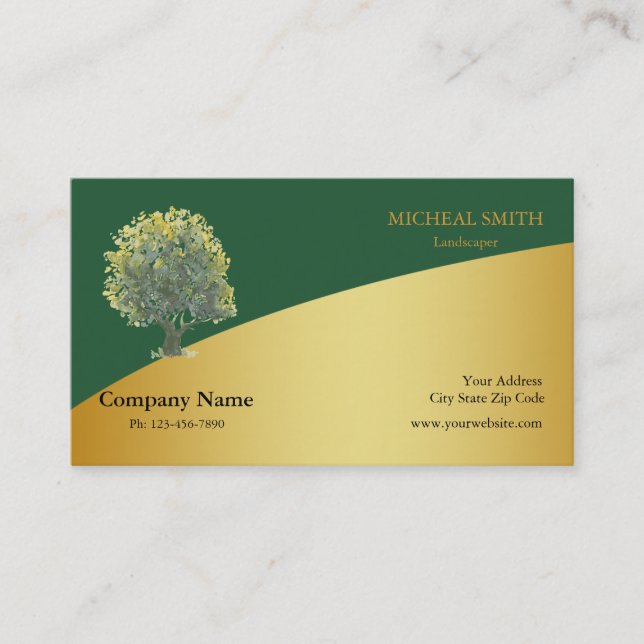 Gold Tree Garden Lawn Care and Landscape Business Card (Front)