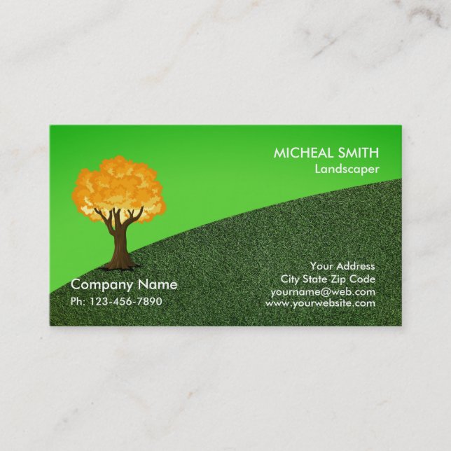 Gold Tree Garden Lawn Care and Landscape Business Card (Front)