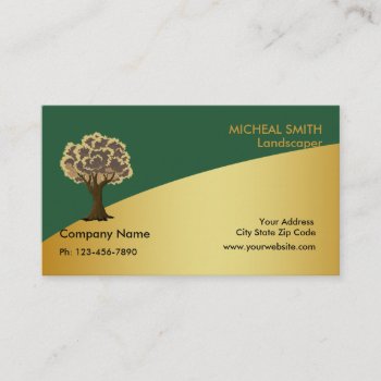 Gold Tree Garden Lawn Care And Landscape Business Card by sunbuds at Zazzle