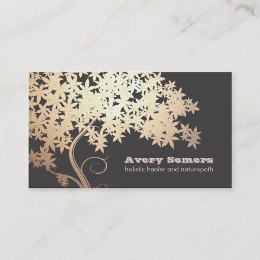 Customizable Gold Tree Holistic Healer Naturopath Business Card