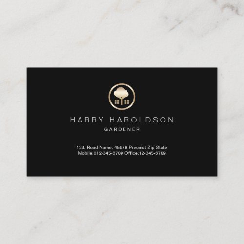 Gold Tree Icon Home Gardener Business Card