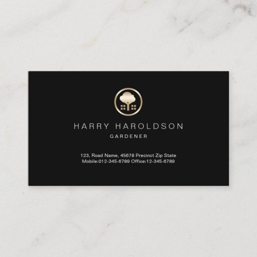 Customizable Gold Tree Icon Home Gardener Business Card