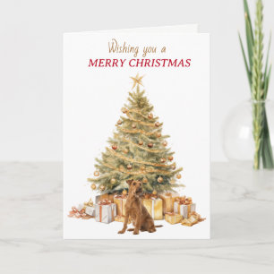 Gold Tree Irish Terrier Dog Christmas Holiday Card