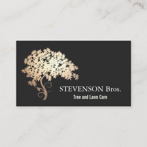 Customizable Gold Tree Lawn Care Landscape and Garden Designer Business Card