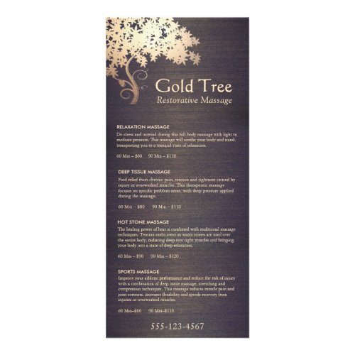 Gold Tree Massage Therapist Service Spa Menu