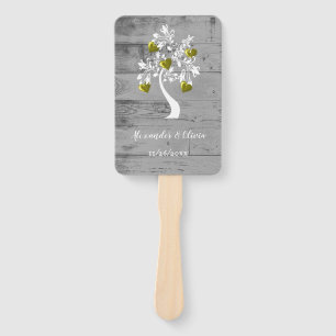 Gold Tree of Hearts Wedding Favor Hand Fan