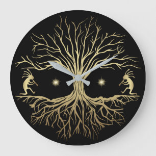 Gold Tree of Kokopellis Square Wall Clock