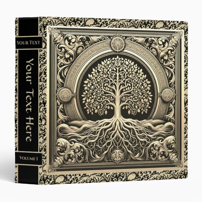 Gold Tree of Life 3 Ring Binder (Front/Spine)