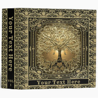 Gold Tree of Life Add Text 3 Ring Binder