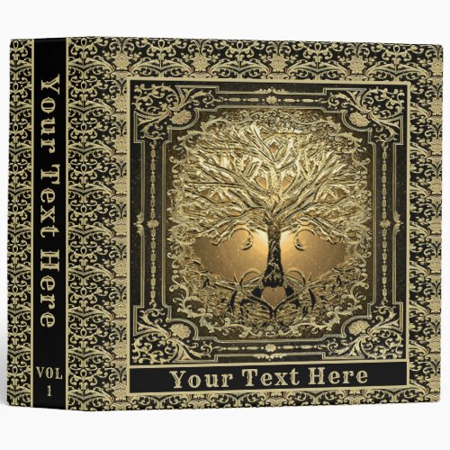 Gold Tree of Life Add Text 3 Ring Binder