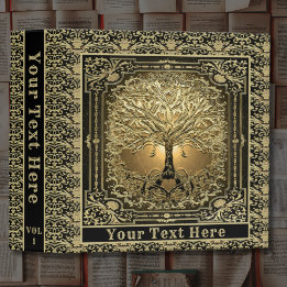 Gold Tree of Life Add Text 3 Ring Binder