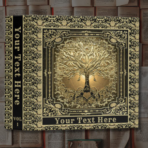 Gold Tree of Life Add Text 3 Ring Binder