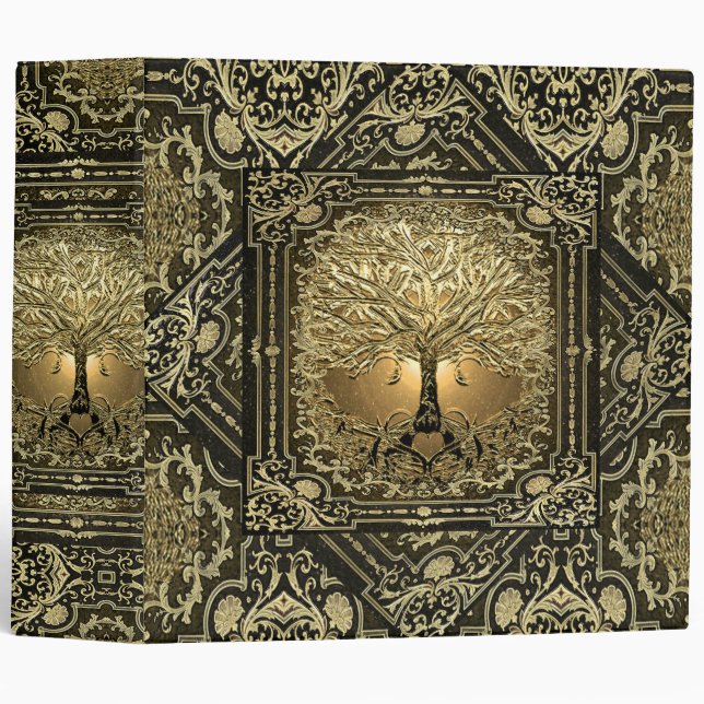 Gold Tree of Life Ancient Ornate 3 Ring Binder (Front/Spine)