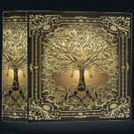 Gold Tree of Life Ancient Rustic 3 Ring Binder<br><div class="desc">A beautiful ornate design with a gold tree of life with an ornate frame and a heart at the roots.  There is a night sky background.</div>