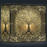 Gold Tree of Life Ancient Rustic 3 Ring Binder<br><div class="desc">A beautiful ornate design with a gold tree of life with an ornate frame and a heart at the roots.  There is a night sky background.</div>