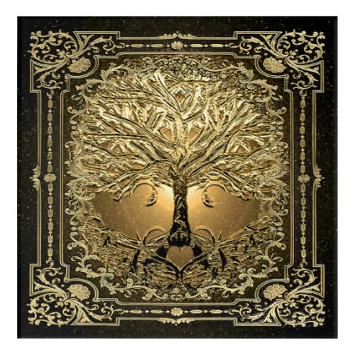 Gold Tree of Life Ancient Rustic   Acrylic Print