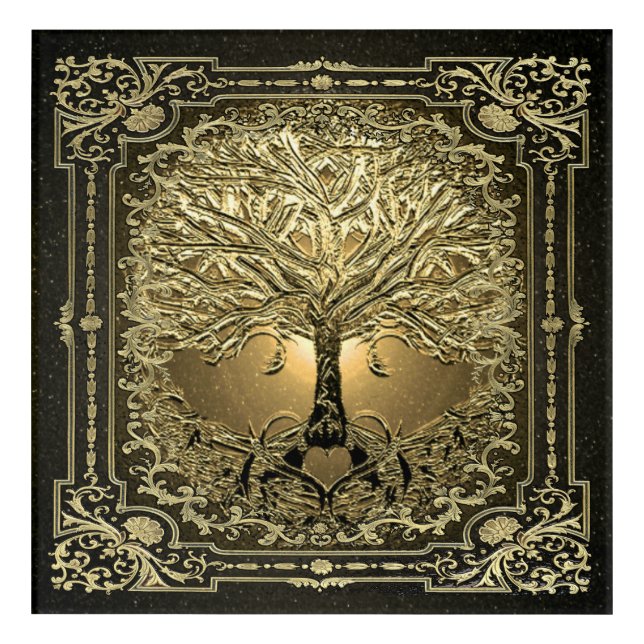 Gold Tree of Life Ancient Rustic   Acrylic Print (Front)