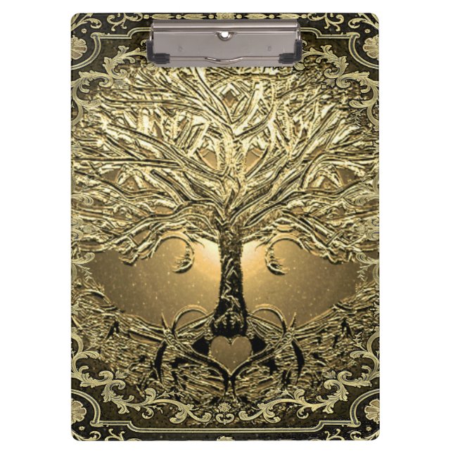 Gold Tree of Life Ancient Rustic  Clipboard (Front)