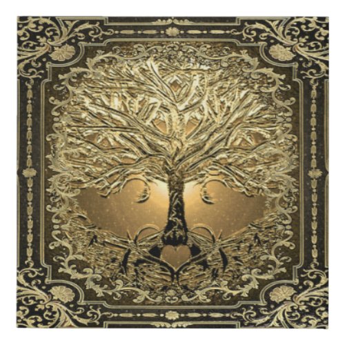 Gold Tree of Life Ancient Rustic  Faux Canvas Print